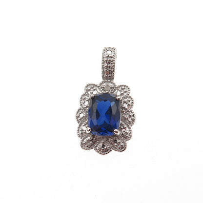 Charles Winston Sterling Real Diamond Accent Lab-Created Sapphire Mini Pendant