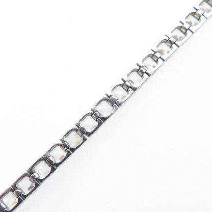 925 Sterling Silver Asscher-Cut C Z Tennis Link Bracelet 7.5"