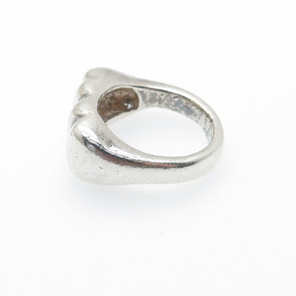 925 Sterling Silver Vintage Modernist Puffy Oxidized Ring Size 7.75