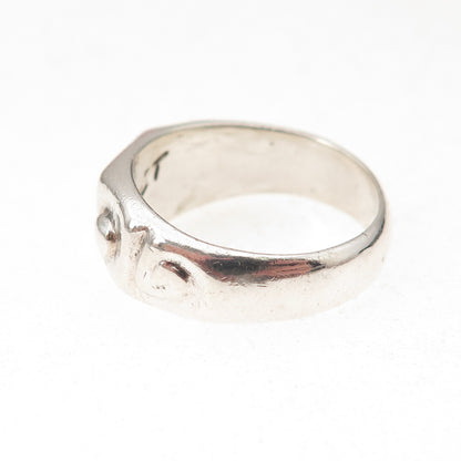 Ernst 925 Sterling Silver Vintage Modernist Spiral Oxidized Ring Size 7