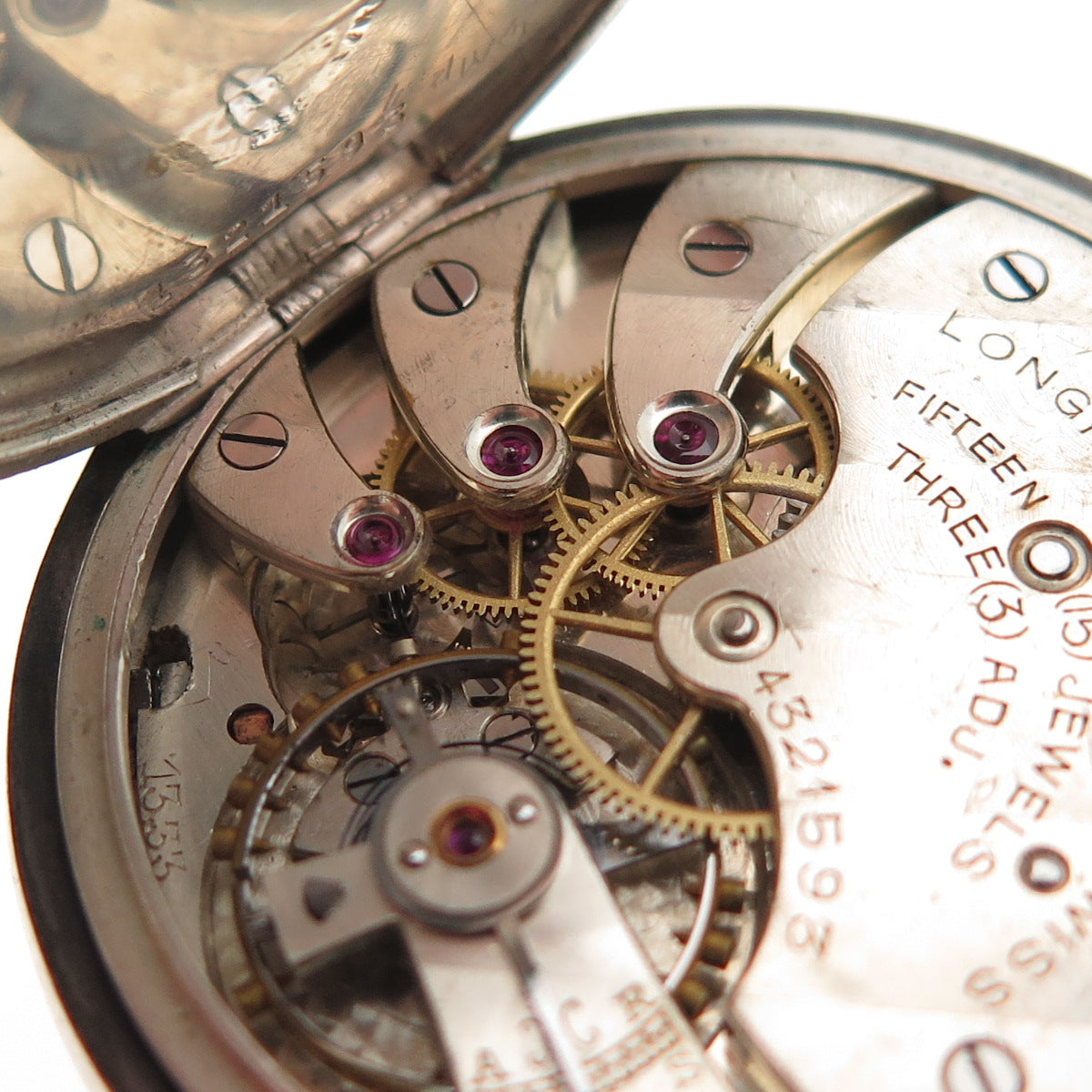Gorham Longines 925 Sterling Antique Swiss 15 Jewels 13.33 Caliber Pocket Watch