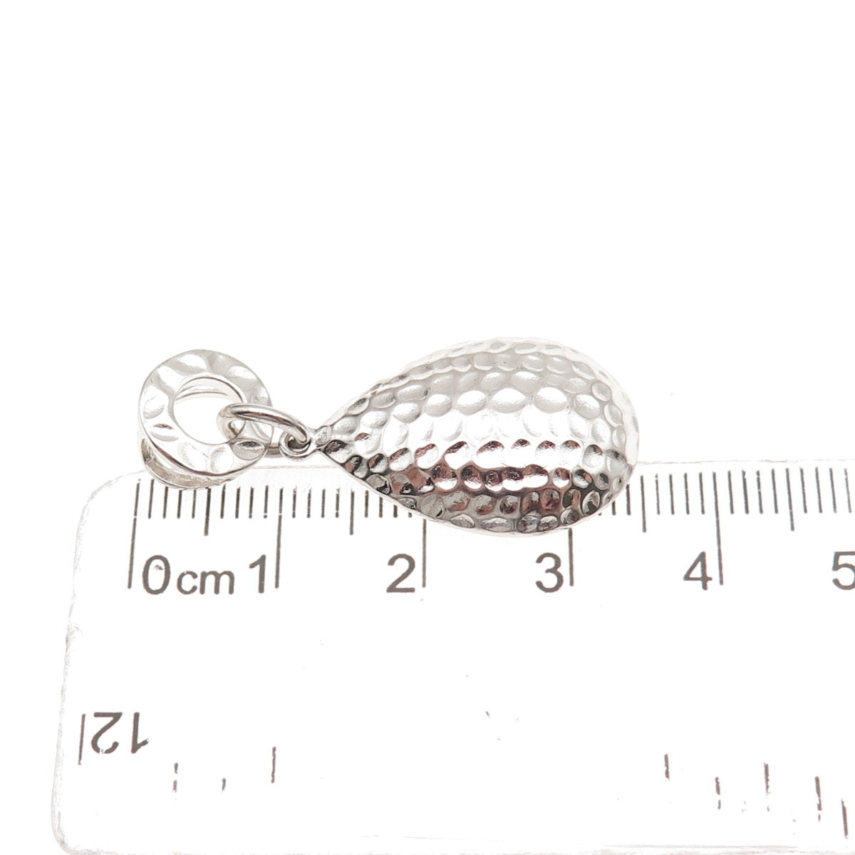 925 Sterling Silver Vintage Hammered Teardrop Slide Charm Pendant