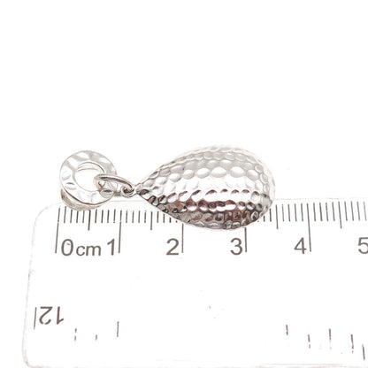 925 Sterling Silver Vintage Hammered Teardrop Slide Charm Pendant