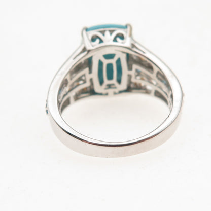Chuck Clemency 925 Sterling Silver 2-Tone Real Turquoise Apatite Ring Size 8.25