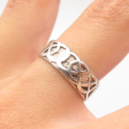 925 Sterling Silver Vintage Celtic Band Ring Size 6.25