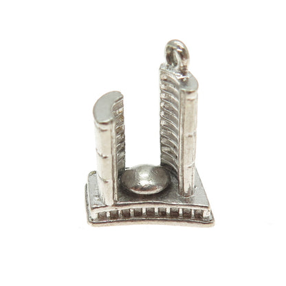 925 Sterling Silver Vintage Toronto City Hall 3D Charm Pendant