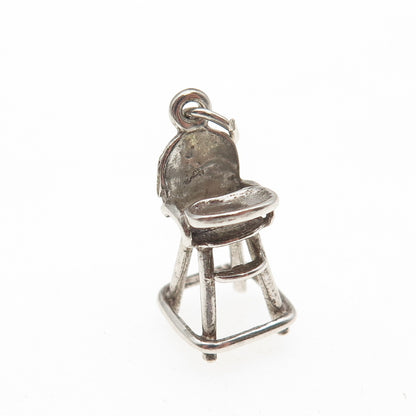 SUNWEST 925 Sterling Silver Vintage Babies High Chair Mini 3D Charm Pendant