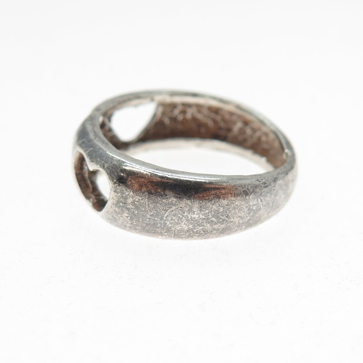 925 Sterling Silver Vintage EFS Mexico Child & Heart Oxidized Ring Size 6.25