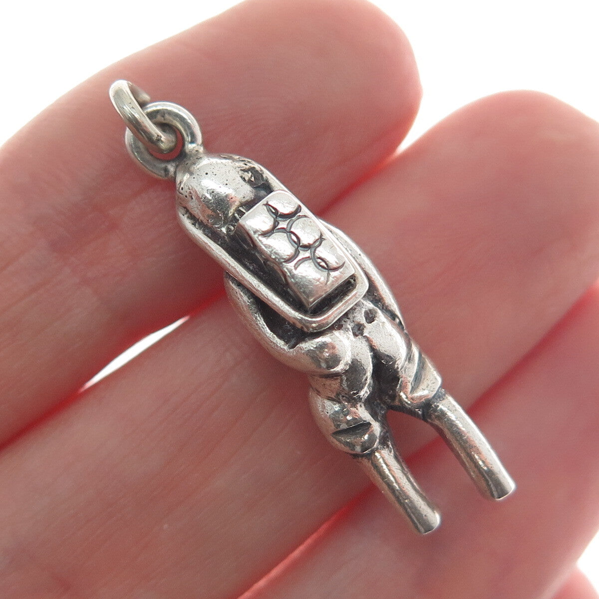 925 Sterling Silver Vintage Gold Miner 3D Charm Pendant