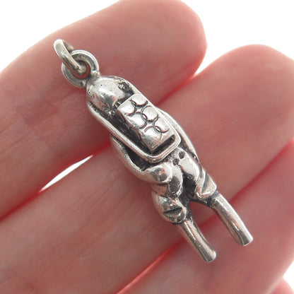 925 Sterling Silver Vintage Gold Miner 3D Charm Pendant