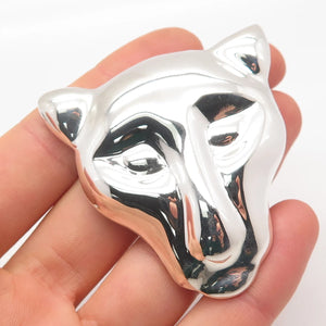 925 Sterling Silver Vintage Mexico Panther Head Pin Brooch / Pendant