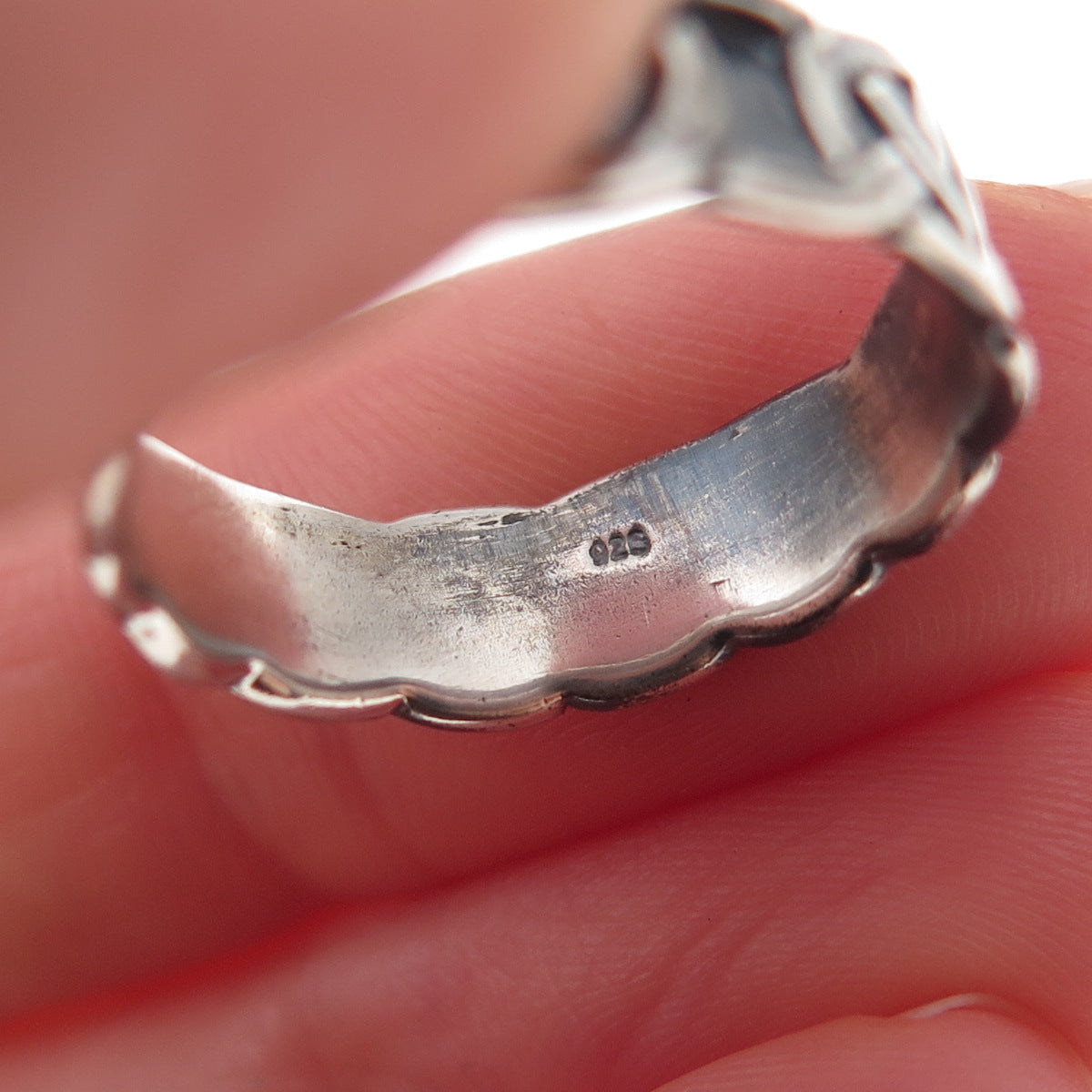 925 Sterling Silver Vintage Celtic Knot Oxidized Band Ring Size 6.25