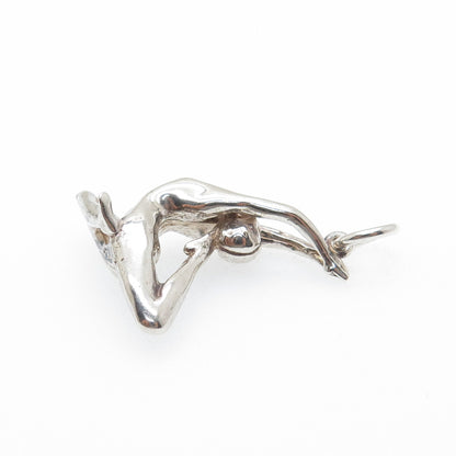 925 Sterling Silver Vintage Gymnastics Athlete 3D Charm Pendant