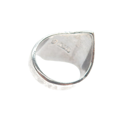 925 Sterling Silver Vintage JG Siam Engraved Modernist Oxidized Ring Size 8.25