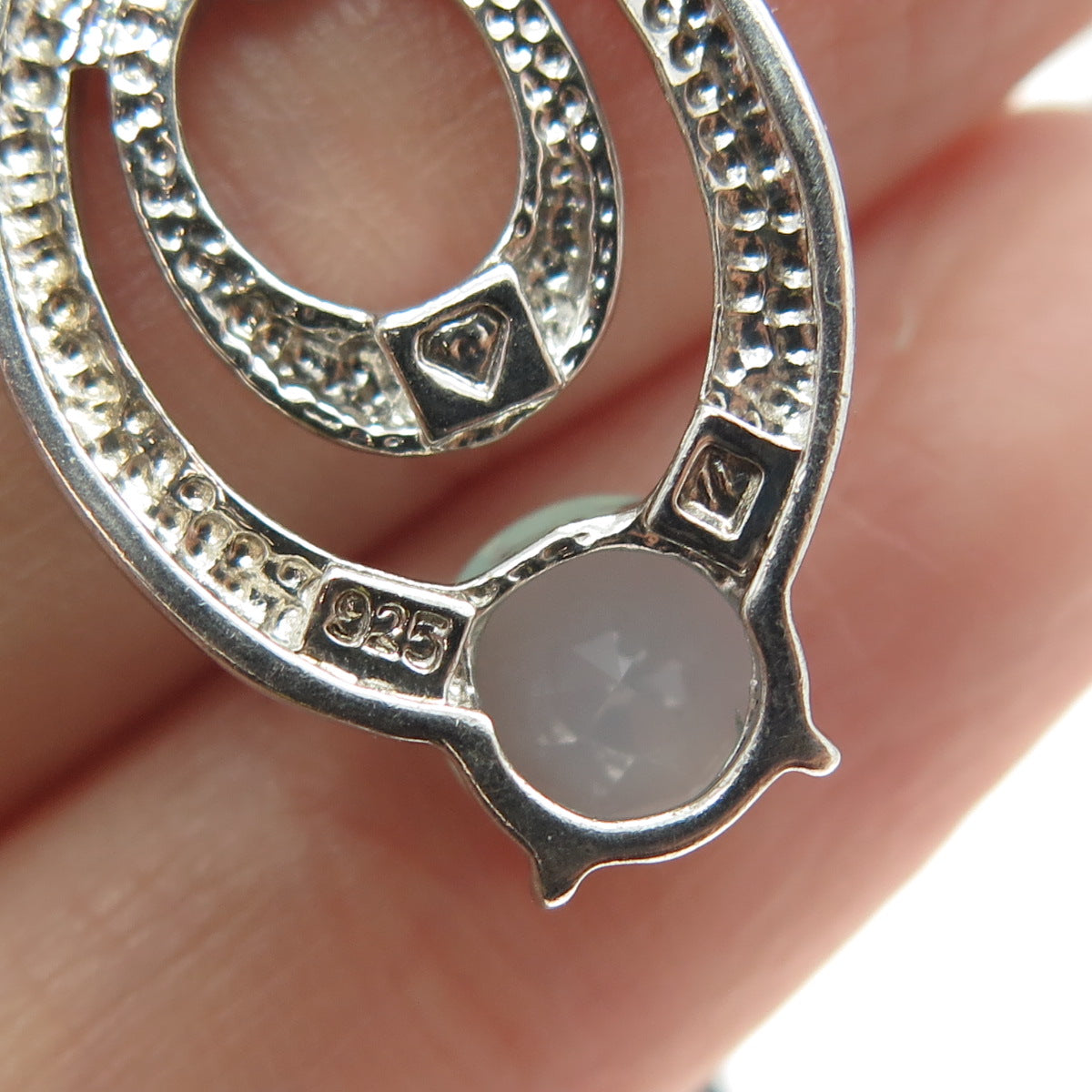 925 Sterling Silver Real Milky Aquamarine Door Knocker Earrings