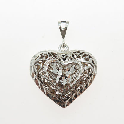 CHAPAL ZENRAY 925 Sterling Silver Vintage Ornate Heart Charm Pendant