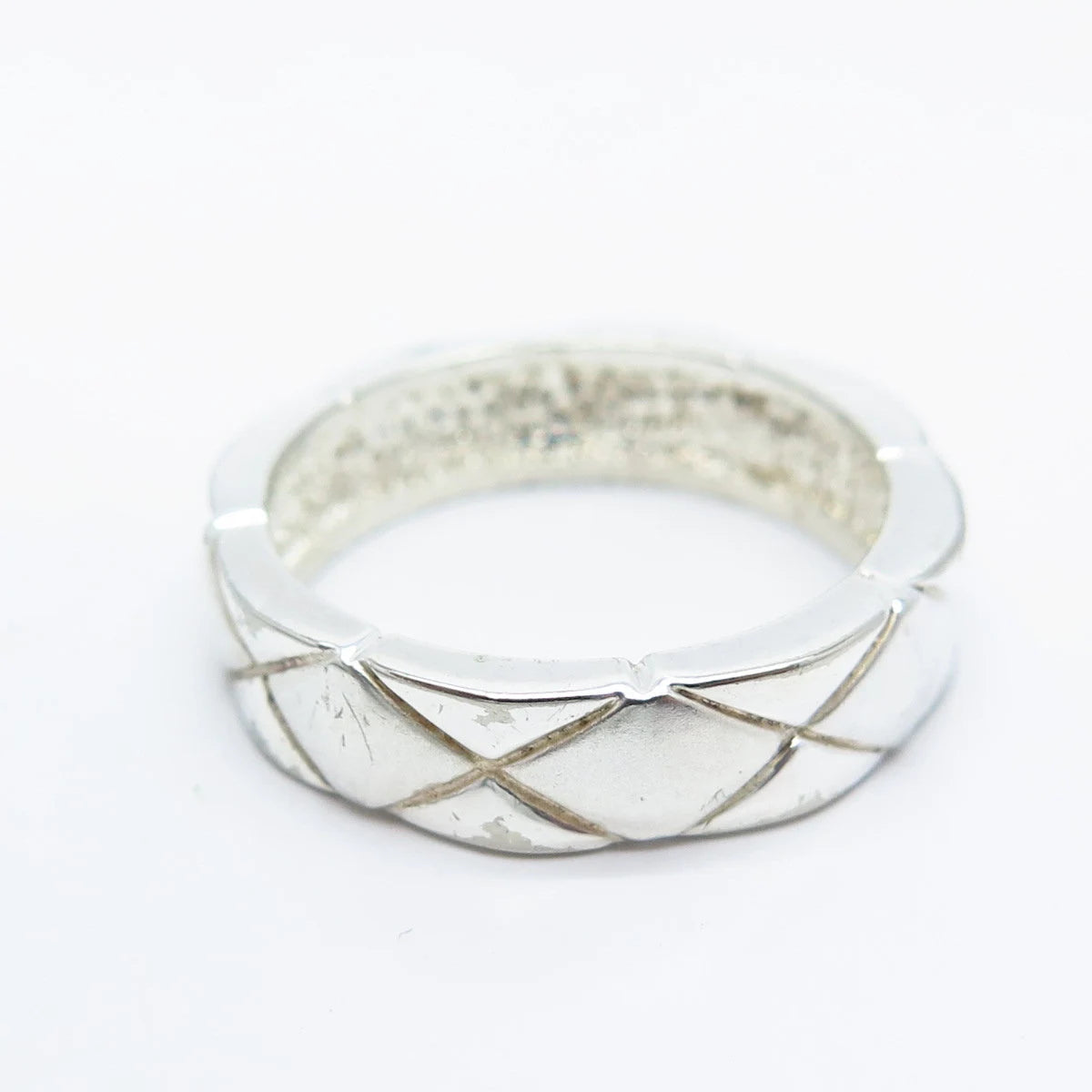 925 Sterling Silver Vintage Striped Band Ring Size 8.5