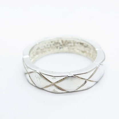 925 Sterling Silver Vintage Striped Band Ring Size 8.5