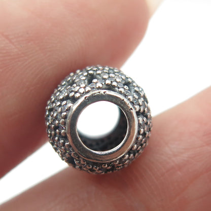 PANDORA 925 Sterling Silver Round-Cut C Z Shimmering Lace Bead Charm