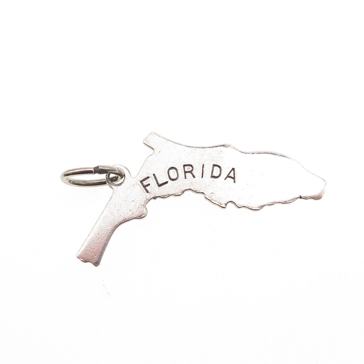 Beau 925 Sterling Silver Vintage Florida State Map Charm Pendant