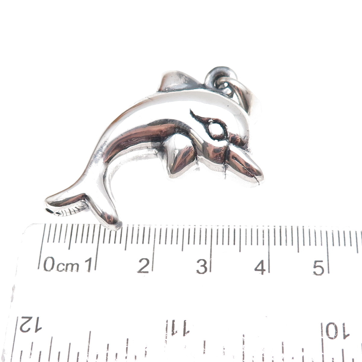 925 Sterling Silver Vintage Dolphin Oxidized Charm Pendant