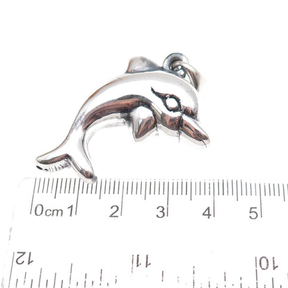 925 Sterling Silver Vintage Dolphin Oxidized Charm Pendant