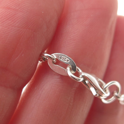 925 Sterling Silver Enamel Dolphin Dangle Charm Cable Link Bracelet 6"