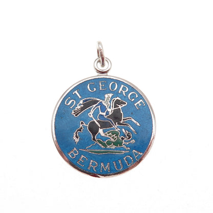 Breadner Co. 925 Sterling Silver Vintage Enamel St. George Bermuda Charm Pendant