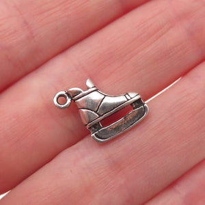 Sunwest 925 Sterling Silver Vintage Ice Skate Shoe Oxidized Mini Charm Pendant