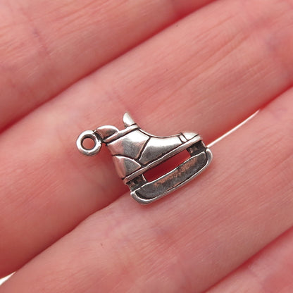 Sunwest 925 Sterling Silver Vintage Ice Skate Shoe Oxidized Mini Charm Pendant