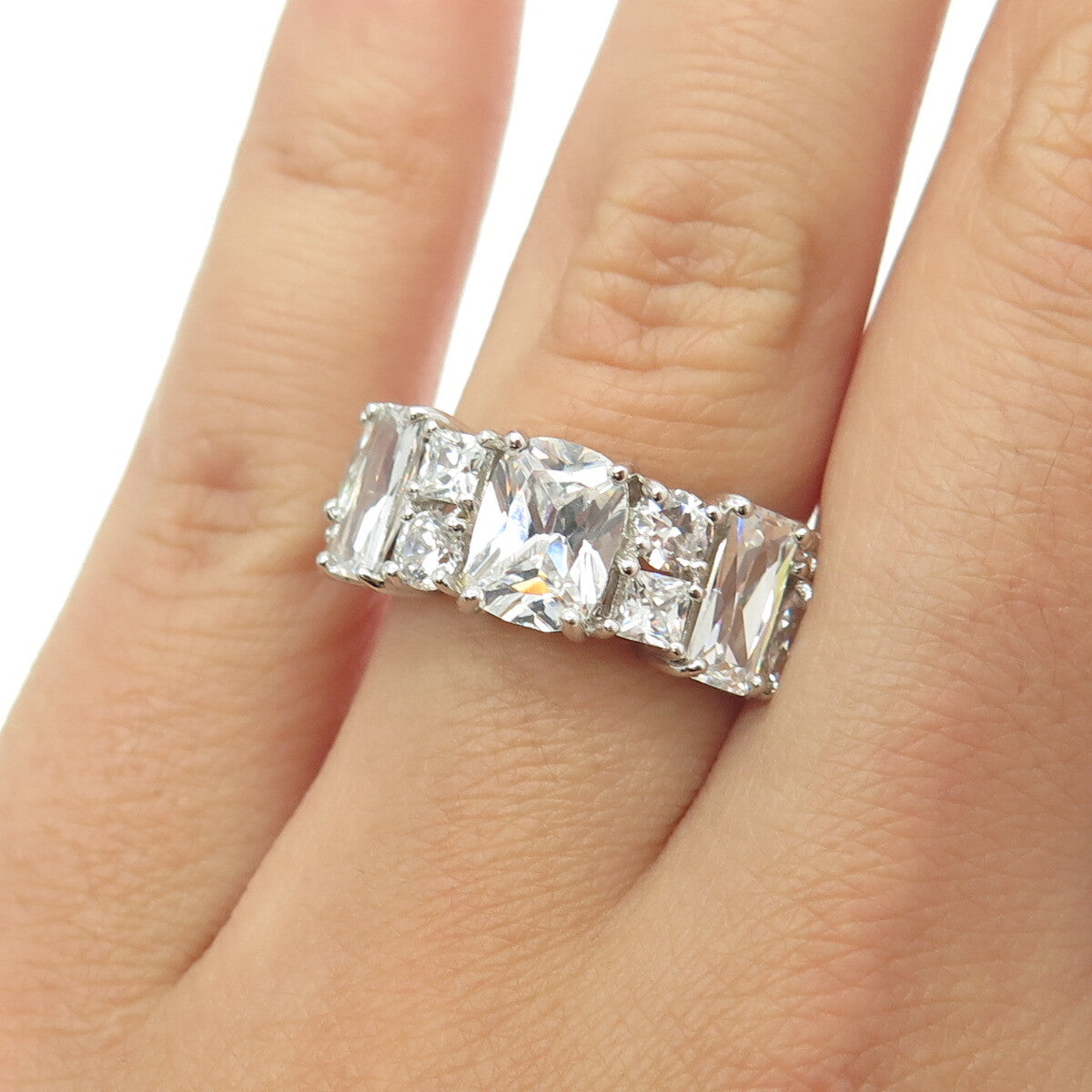 HAN 925 Sterling Silver Multi-C Z Ring Size 7
