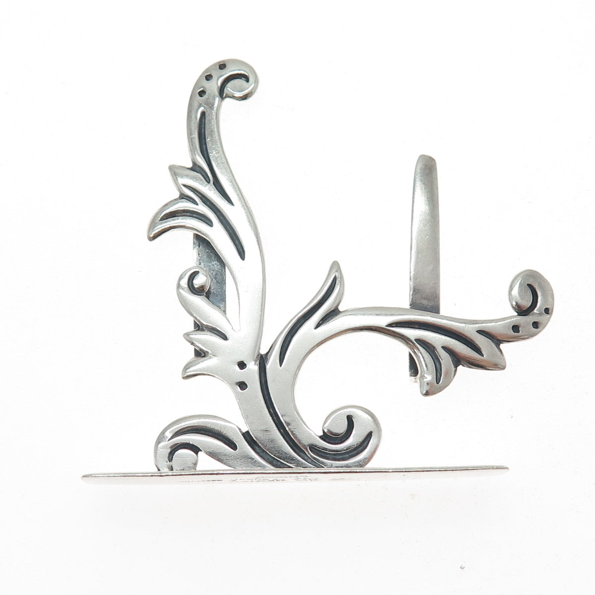 MARICELA 925 Sterling Silver Vintage Mexico Modernist Floral Place Card Holder
