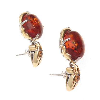 Michael Valitutti Gems En Vogue 925 Sterling 2-Tone Amber Citrine Topaz Earrings