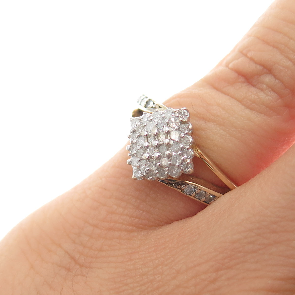 BGE BRADFORD 925 Sterling Silver Gold Plated Real Diamond Ring Size 5.25