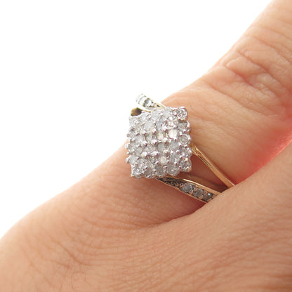 BGE BRADFORD 925 Sterling Silver Gold Plated Real Diamond Ring Size 5.25