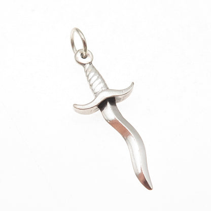 925 Sterling Silver Vintage Dagger Oxidized Charm Pendant