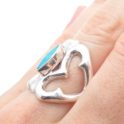 Old Pawn 925 Sterling Silver Vintage Southwestern Turquoise Tribal Ring Size 8
