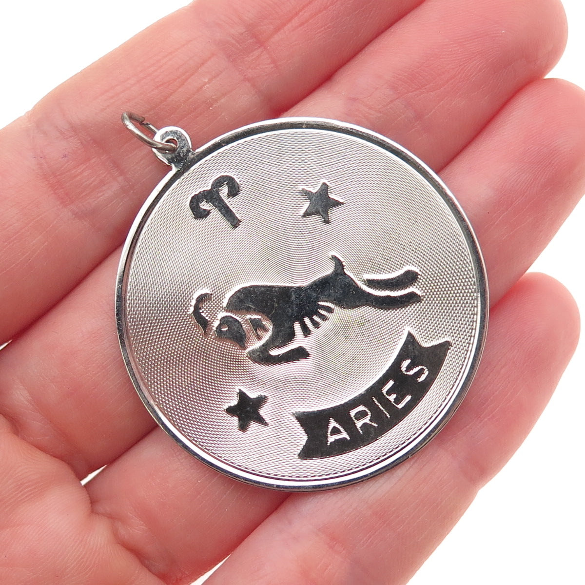 JAY POSON 925 Sterling Silver Vintage Aries Zodiac Sign Charm Pendant