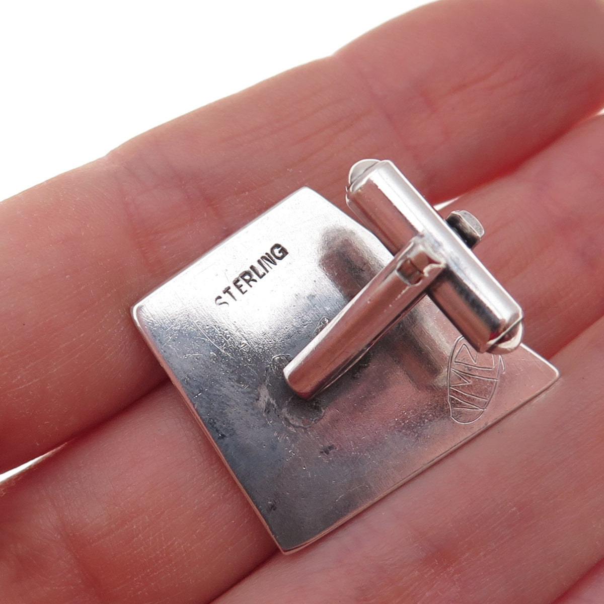 925 Sterling Silver Vintage Modernist Spiral Oxidized Cufflinks