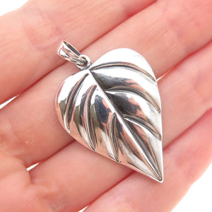 925 Sterling Silver Vintage Floral Leaf Oxidized Charm Pendant