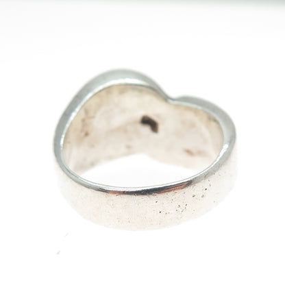 925 Sterling Silver Vintage Mexico Modernist Bypass Oxidized Ring Size 7.5