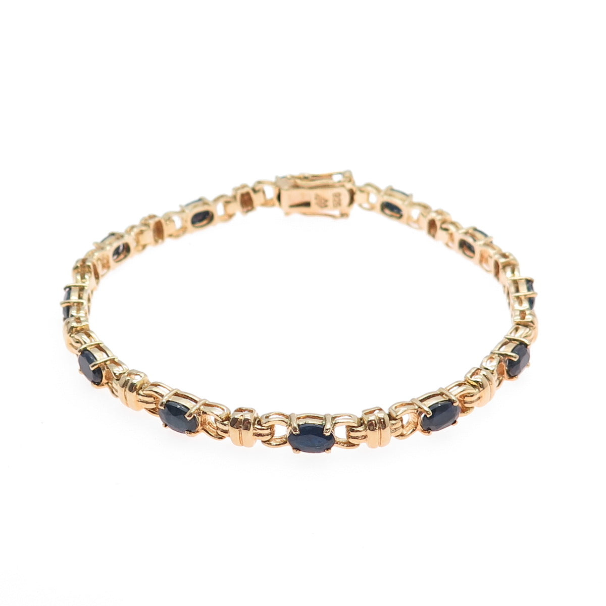 M.R.F. RESOURCES LTD. 925 Sterling Silver Gold Plated Sapphire Bracelet 7.75"