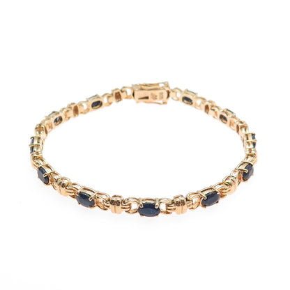 M.R.F. RESOURCES LTD. 925 Sterling Silver Gold Plated Sapphire Bracelet 7.75"