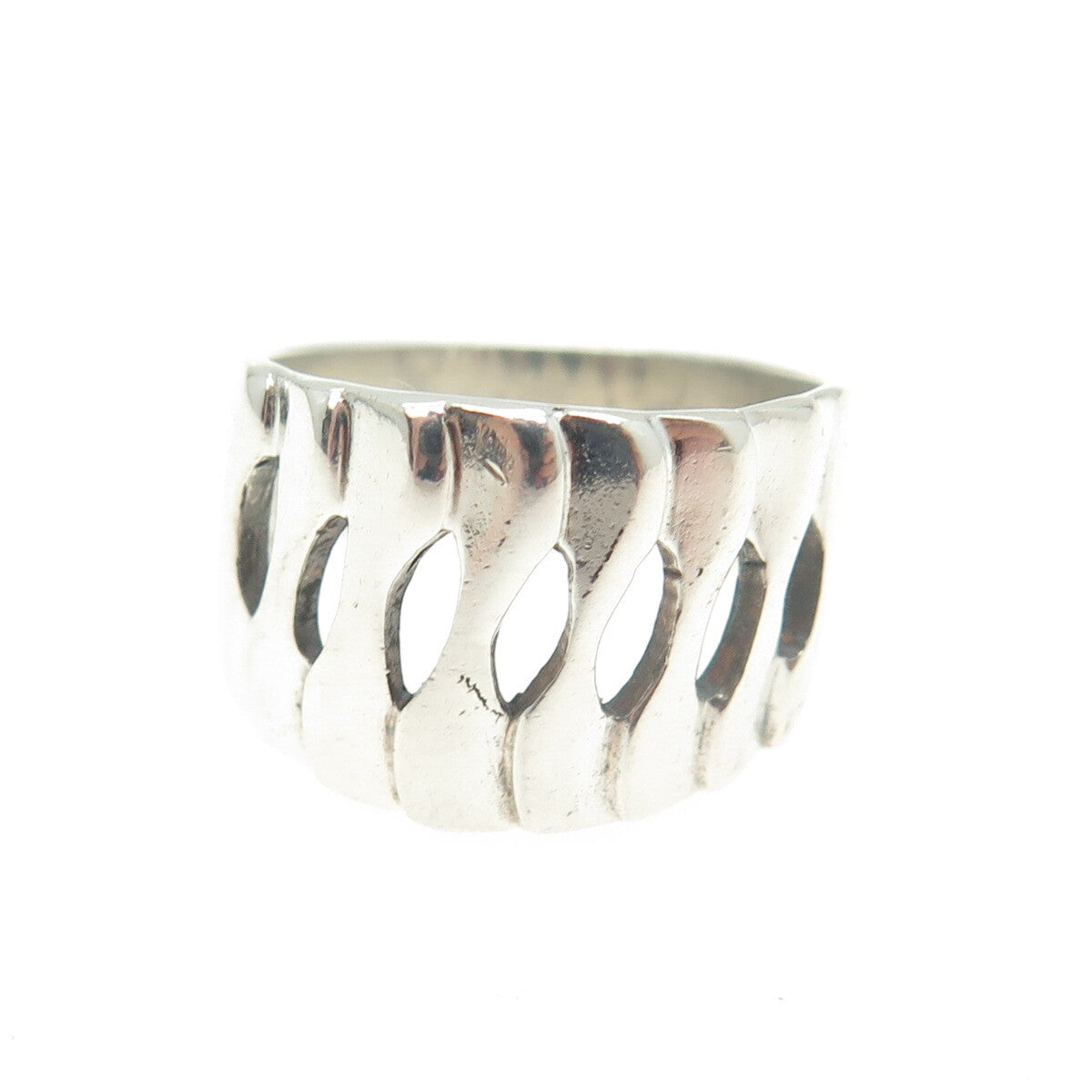 925 Sterling Silver Vintage Braided Wide Ring Size 6