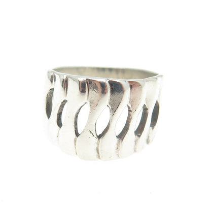 925 Sterling Silver Vintage Braided Wide Ring Size 6