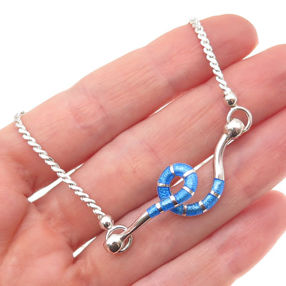 925 Sterling Silver Vintage Italy Enamel Snake Franco Chain Necklace 16"