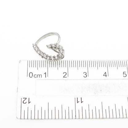 925 Sterling Silver Round-Cut C Z Heart Mini Slide Charm Pendant