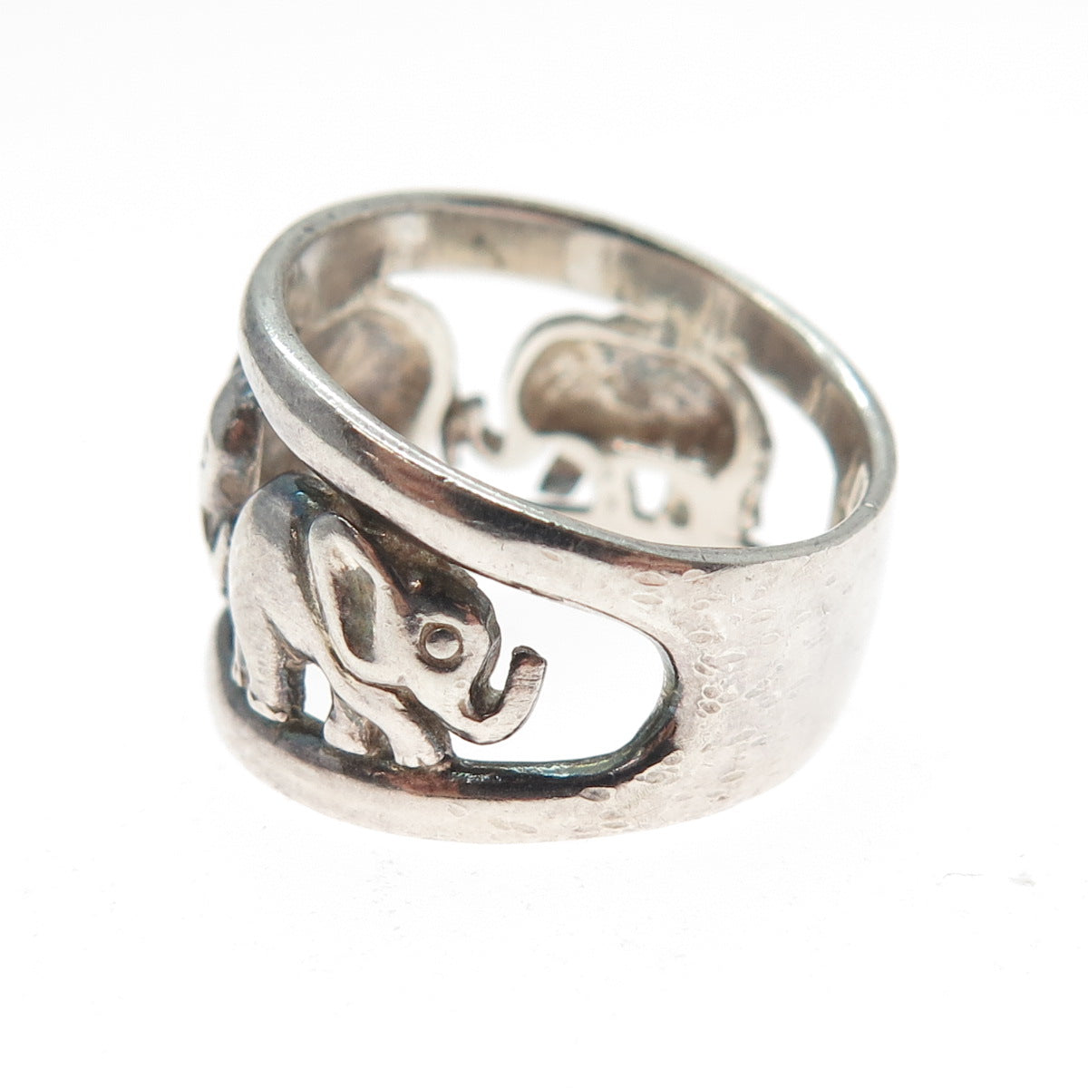 925 Sterling Silver Vintage Elephant Oxidized Ring Size 6.25