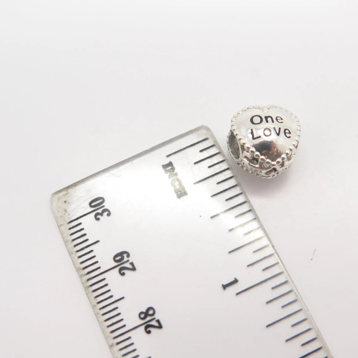 925 Sterling Silver Vintage "One Love" Heart Charm