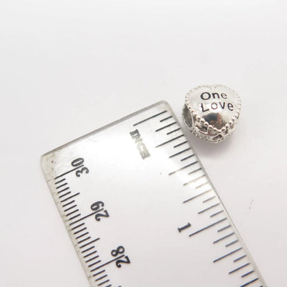 925 Sterling Silver Vintage "One Love" Heart Charm